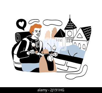 Happy person traveling abstract concept Stock Vector