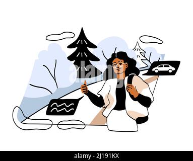 Happy person traveling abstract concept Stock Vector