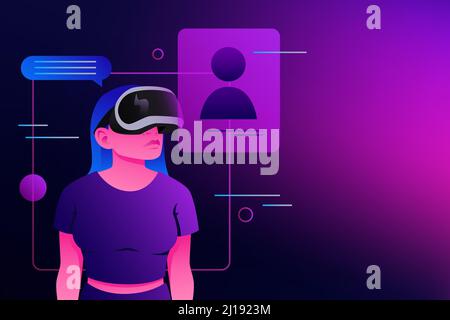 Metaverse Reality. Virtual Communication and Contacts Illustration. Vector illustration Stock Vector