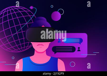Business Communication Around the World. Partnership in Metaverse. Vector illustration Stock Vector