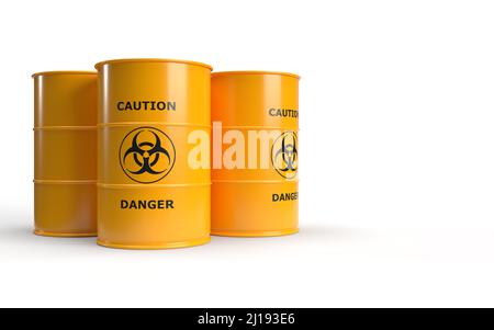 Biohazard barrels isolated on white background 3D rendering Stock Photo