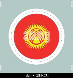 Sticker ball with flag of Kyrgyzstan. Round sphere, template icon. Kyrgyz national symbol. Glossy realistic ball, 3D abstract vector illustration. Big Stock Vector