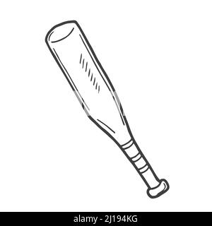 Doodle baseball bat. Vector icon logo baseball bat in cartoon style. Stock Vector