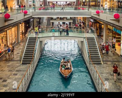 Indoor canal of The Shoppes at Marina Bay Sands - Singapore Stock Photo