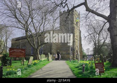 Entrance to the churchyard of the Parish Church of St Peter and St Paul in Stokesley North Yorkshire England Stock Photo