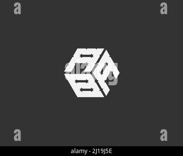 hexagonal geometric letter MSG vector logo design illustration Stock Vector