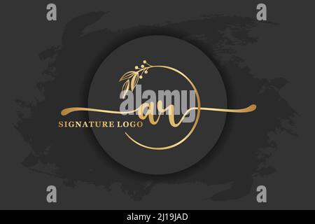 golden signature logo for initial letterLetter ar. Handwriting vector illustration image Stock Vector