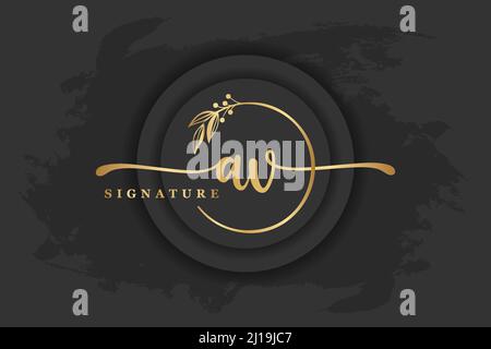 golden signature logo for initial letterLetter av. Handwriting vector illustration image Stock Vector