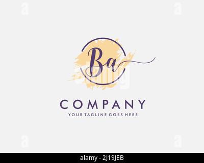 Watercolor logo branding with initial B a , Pink blush, Feminine luxury logo design template - Vector Stock Vector