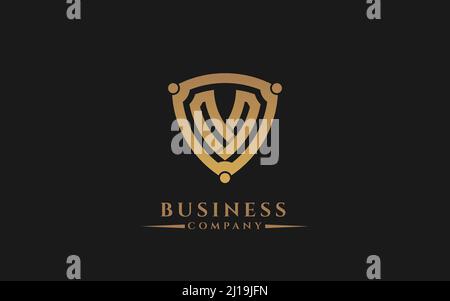 Premium monogram shield with letter V initials logo. Elegant shield people vector logo design. usable logo for technology, cyber security,application, Stock Vector