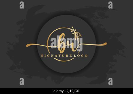 golden signature logo for initial letterLetter br. Handwriting vector illustration image Stock Vector