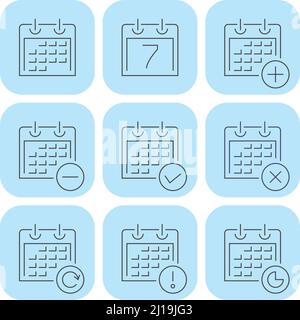 Vector set of different calendar line icons Stock Vector