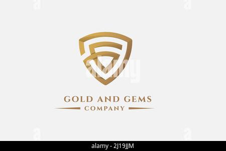 Premium monogram shield letter A G initials logo. Elegant shield vector logo design. usable logo for technology, cyber security,application, web icon, Stock Vector
