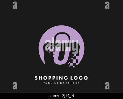 vector shopping bag isolated circle with Letter u, Fast Shopping icon , Creative Fast Shop, Creative Fast Shopping logo templates. Stock Vector