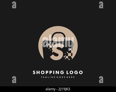 vector shopping bag isolated circle with Letter s, Fast Shopping icon , Creative Fast Shop, Creative Fast Shopping logo templates. Stock Vector