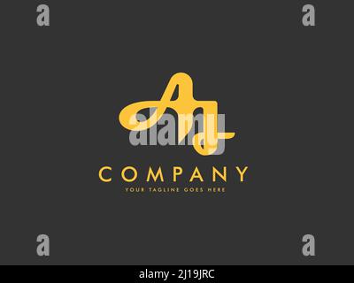 simple logotype linked letter A J usable logo design for business, industry, food, brand identity, product etc Stock Vector