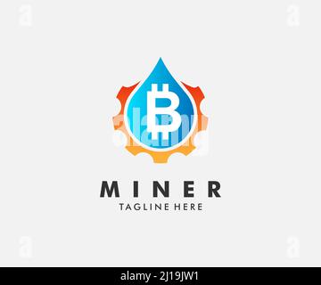 Coin miner service logo template. Initial letter B logo isolated gear Block chain, finance symbol. financial company, logo vector coins and money. Stock Vector