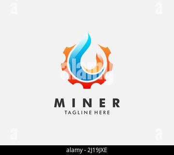 Fire, gas and gear combination logo design. Usable logo design for technology, industry, manufacturing etc Stock Vector
