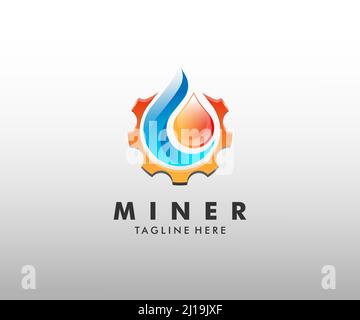 Fire, gas and gear combination logo design. Usable logo design for technology, industry, manufacturing etc Stock Vector