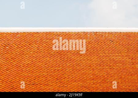 Red temple tiles texture background in Thailand Stock Photo