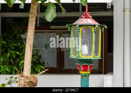 A garden lamp that has a unique shape, has a characteristic of royal culture on the island of Java, Indonesia, cultural concept Stock Photo