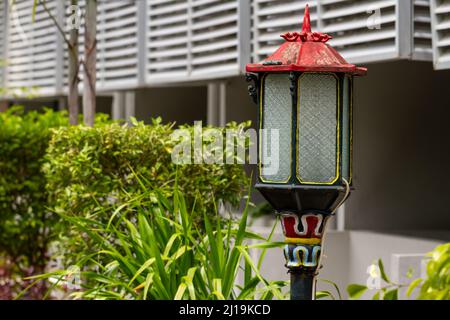 A garden lamp that has a unique shape, has a characteristic of royal culture on the island of Java, Indonesia, cultural concept Stock Photo