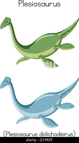 Plesiosaurus in two colors illustration Stock Vector