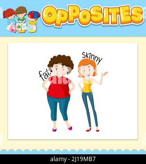 Opposite words for fat and skinny illustration Stock Vector Image & Art ...