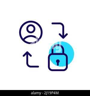 Secure user profile and interactions. Pixel perfect, editable stroke icon Stock Vector