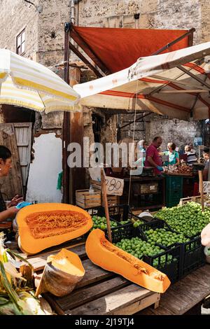 Ballaro Market, oldest street market in Palermo, Albergheria district, Palermo, Sicily, Italy Stock Photo