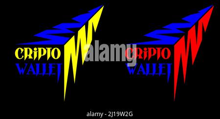 nft abstract logo of a crypto wallet made of lightning and inscriptions 1 Stock Vector