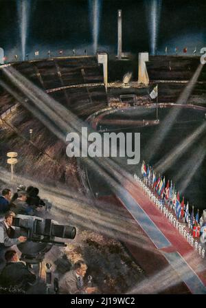 The Closing Ceremony in the Olympic Stadium, Painting Stock Photo