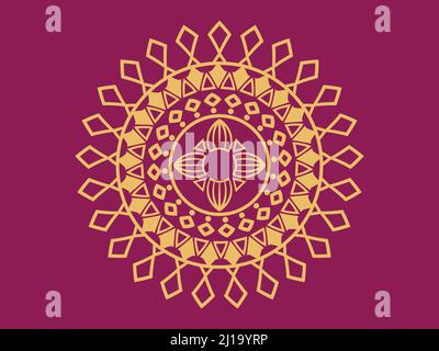 luxury ornamental mandala background design.Round gradient mandala isolated background. Vector boho mandala in luxury golden and pink colors. Stock Vector