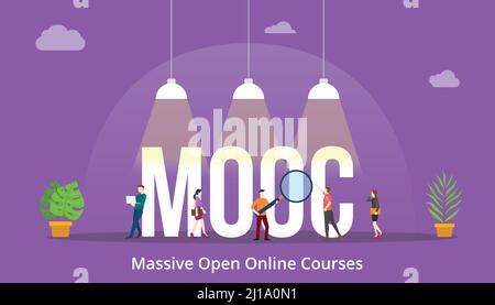 e-learning concept with big words and people surrounded by related icon ...
