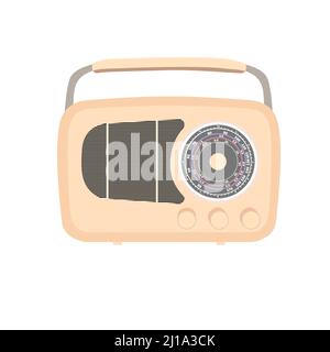 vector illustration of a light orange retro-style radio on a white background. World Radio Amateur Day. Stock Vector