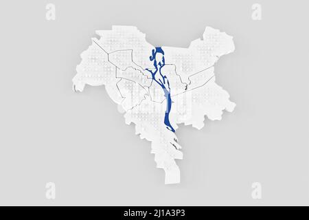 3d stylized schemitic map of Kyiv Kiev capital cyty of Ukraine on white background Stock Photo