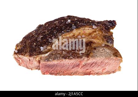 cut medium well fried rib eye beef steak isolated Stock Photo - Alamy