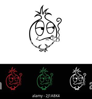 Onion head sticker & logo vegetables vector & illustration design Stock Vector