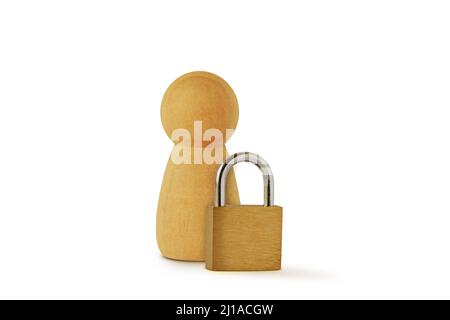 Pawn with padlock - Concept of account protection, blocked user account Stock Photo