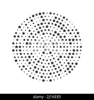 Halftone circles of stars. Design elements.Stock vector illustration isolated Stock Vector