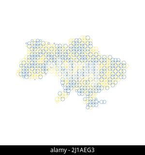 Ukrainian map made out of overlapping blue and yellow circles. Design element. Stock vector illustration isolated Stock Vector