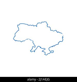 Decorative contour of Ukrainian map in Minimalistic design. Stock vector illustration isolated Stock Vector