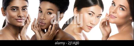 Different ethnicity women - Caucasian, African, Asian and Indian. Stock Photo