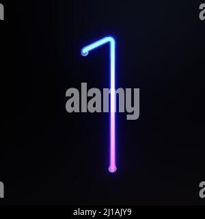 Number 1, Alphabet. Neon retro 3d number isolated on a black background. 3d illustration. Stock Photo