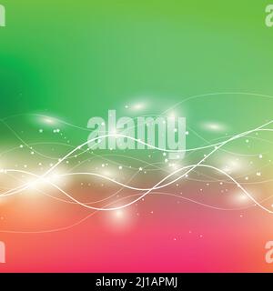 Abstract colorful background with light lines, stars, gradient waves, geometric shapes, dynamical forms. Design for poster, banner, card. Vector Stock Vector