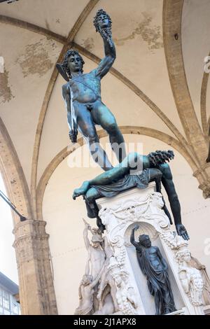 Benvenuto Cellinis Statue of Perseus with the Head of Medusa in Piazza della Signoria Florence Italy Stock Photo