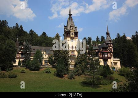 Schloß Peles, bei Sinaia, große Walachei, Rumänien, Schloß Peles, bei Sinaia, große Walachei, Rumänien  /  Peles Castle, near Sinaia, Great Wallachia, Stock Photo