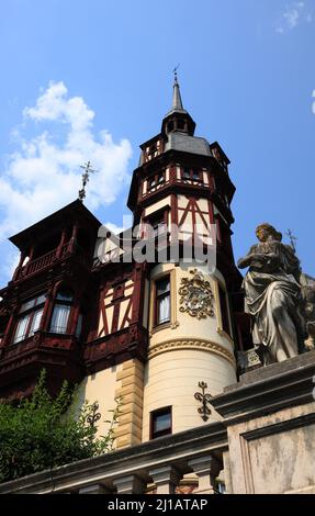 Schloß Peles, bei Sinaia, große Walachei, Rumänien, Schloß Peles, bei Sinaia, große Walachei, Rumänien  /  Peles Castle, near Sinaia, Great Wallachia, Stock Photo