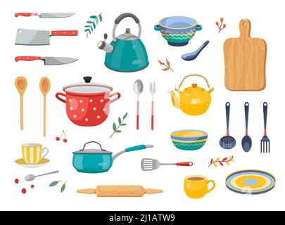 Bread baking ingredients and baker kitchen tools. Vector flat icons of  dough and rolling pin, flour or eggs, …