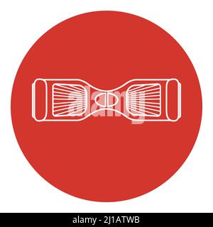Line art style gyroscope icon. Hover board icon with long shadow. Stock Vector